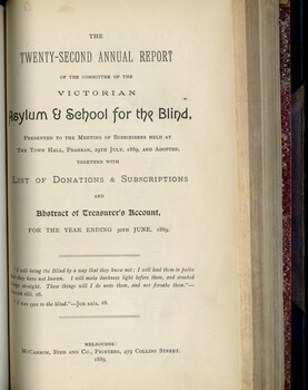Front page of Board of Management report to subscribers