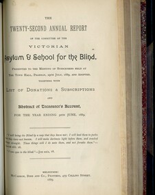 Front page of Board of Management report to subscribers