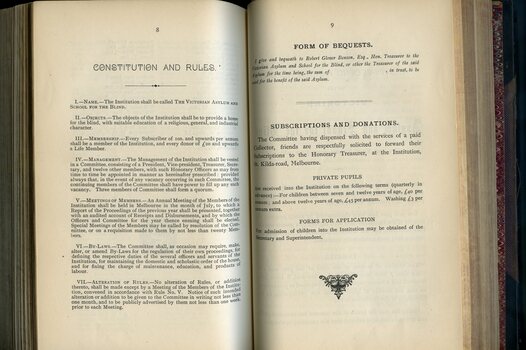 Constitution and Rules, Form of Bequest, Subscriptions and Donations, Private Pupils, Forms of Application