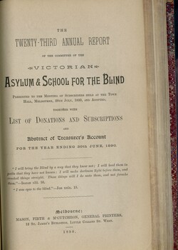 Front page of Board of Management report to subscribers