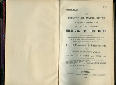 Front page of Board of Management report to subscribers