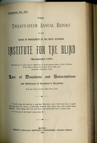 Front page of Board of Management report to subscribers