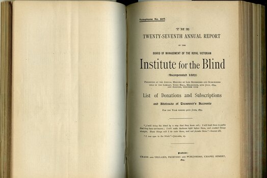 Front page of Board of Management report to subscribers