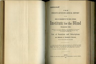 Front page of Board of Management report to subscribers