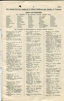 List of Life Governors from Auxiliaries and Presidents or Representatives of Councils