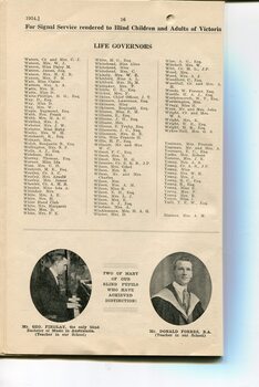 List of Life Governors and portraits of George Findlay and Donald Forbes