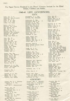 List of Life Governors awarded during the year