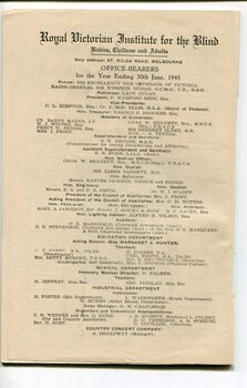 List of Main Office Bearers, including consulting medical staff and Patrons