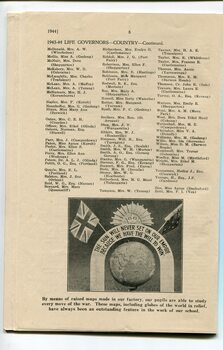 List of Life Governors awarded during the year and picture of a globe surrounded by arch, Australia and UK flags and AIF symbol