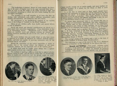 Board of Management report to Life Governors and subscribers and portraits of George Findlay, Hugh Jeffrey, Dorothy Nuske, Neil Westh, Donald Forbes and Nina Ryan