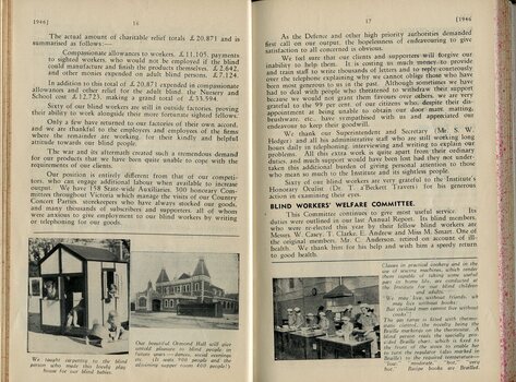 Board of Management report to Life Governors and subscribers and pictures of children playing in a cubby house made by blind person, Ormond Hall and girls cooking