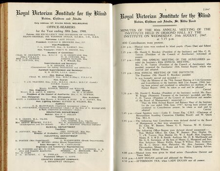List of Main Office Bearers, including consulting medical staff and Patrons and Minutes from the Annual General Meeting