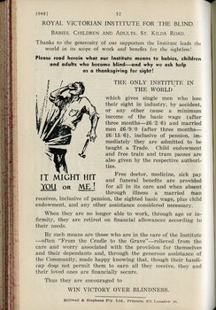 Illustration of man being hit in the eye and description of the services the Institute provides