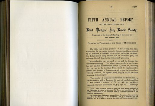 Annual report of the Blind Workers' Sick Benefit Society