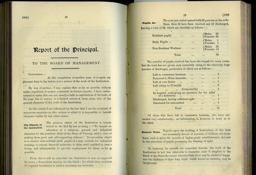 Report of the Principal to the Board of Management and Subscribers