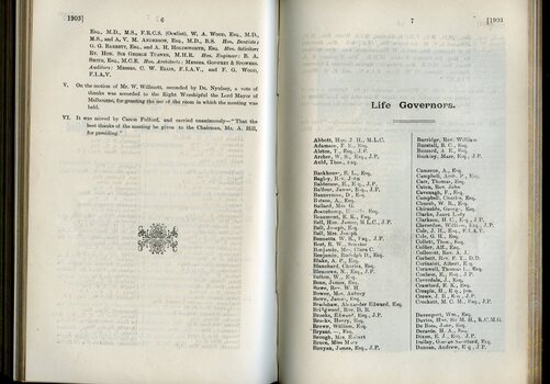 Minutes from the Annual General Meeting and List of Life Governors awarded 