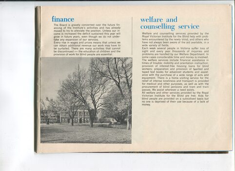 Update on Finance and Welfare and Counselling Services and picture of the St Kilda Road building