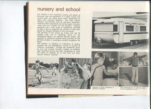 Nursery and school update with pictures of the mobile science caravan, children playing, learning and looking after themselves