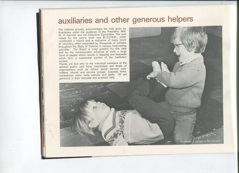 Update on Auxiliaries and picture of two boys playing