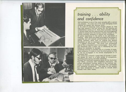 Updating on training and picture of men learning to operate a switchboard