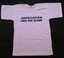 White tee shirt with navy blue writing across chest