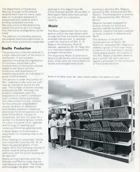 Mrs Lidbury assisting two ladies with Braille volumes on shelves