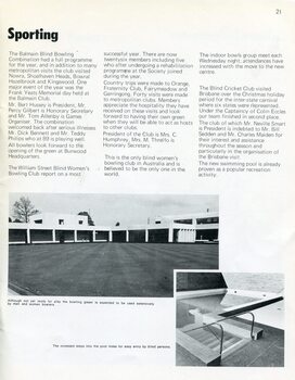 Update on sporting partnerships and achievements.  Photos of the new bowling green and swimming pool at Enfield.