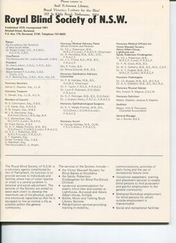 List of Main Office Bearers, including consulting medical staff and Patrons