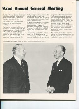 Hon. John L Waddy talking with President Alexis Albert