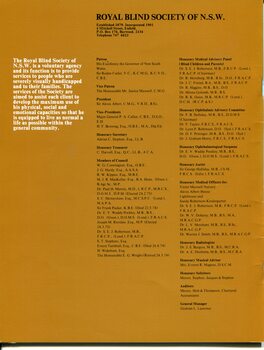 List of Main Office Bearers, including consulting medical staff and Patrons
