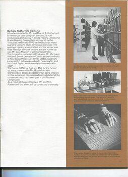 Braille volumes on shelves, various models of TBM's, hands reading Braille