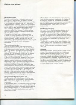 Update on various services, including Braille Music, OT, workshop and hostels