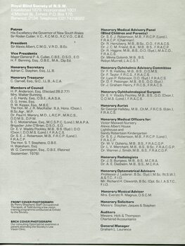 List of Main Office Bearers, including consulting medical staff and Patrons