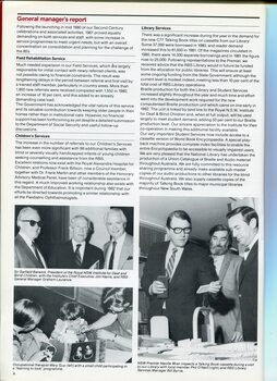 Sir Garfield Barwick, Jim Harris & Graham Lawrence, Mary Guy assists a small girl, Premier Neville Wran looks at cassettes with Phil O'Neil and Bill Byrne