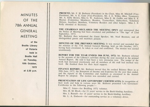Minutes of the Annual General Meeting including presentation of life governor certificates