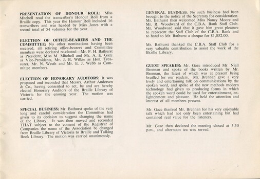 Minutes of the Annual General Meeting including presentation of honour roll and change of organisational name