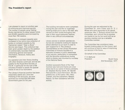 President's report on activities that occurred throughout the year