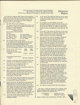 Director's Report and financial information