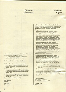 Directors Statement and Auditors Report