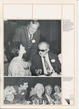 Hector Bathurst chats with Alison and Hugh Jeffrey, whilst Louise Scott meets borrowers at the End of Year party
