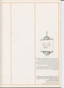 Overview of Braille and Talking Book Library and printing information