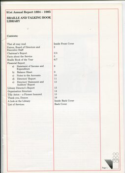 Contents listing for the annual report