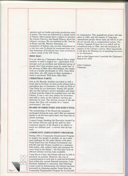 Second page of Chairman's report on activities