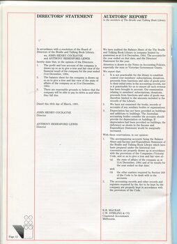 Director's Statement and Auditor's Report