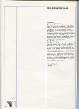 Continuance of the President's report for the year
