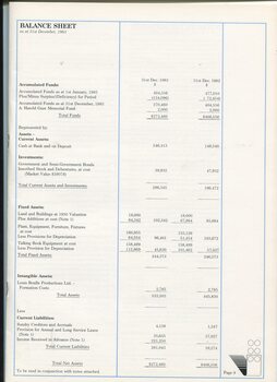 Balance sheet for the financial year
