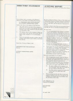 Director's Statement and Auditor's Report