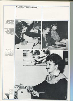 Julie Muller catalogues an audio book, Elsa Wiltshire and Joan Harris duplicating Braille sheets and Nick Gleeson writing on a Perkins