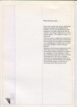 Explanation of 'that all may read' philosophy