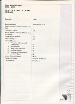 Contents listing for annual report